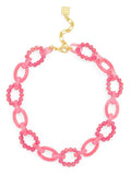 Multicolor Glass Bead and Resin Link Collar Necklace: MLT