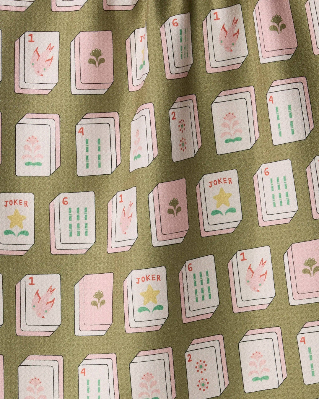 Flower Tiles Tea Towel - Mahjong: Green