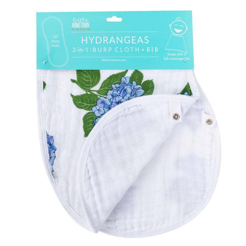 Hydrangeas Baby Burp Cloth and Bib 2 in 1