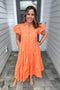 Pop On Over Poplin Midi Dress - Orange