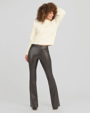 Spanx: Leather-Like Flare Pant Petite - Luxe Black