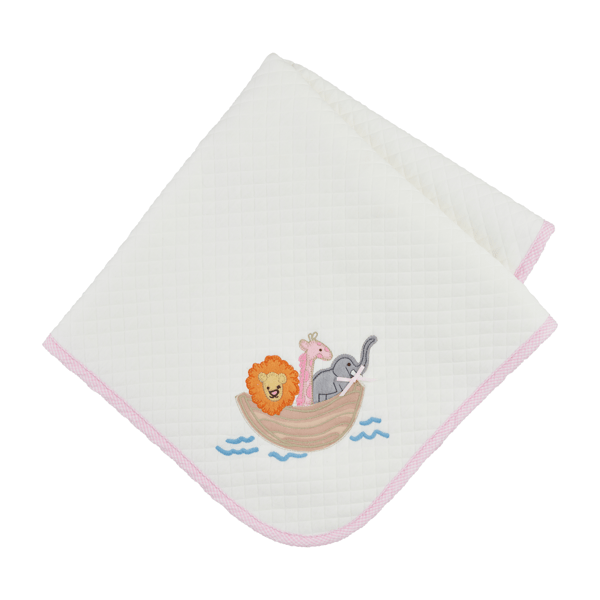 Mud Pie: Pink Noahs Ark Quilted Blanket
