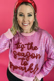 Queen Of Sparkles: Pink Full Sequin 'Tis the Season To Sparkle' Sweater