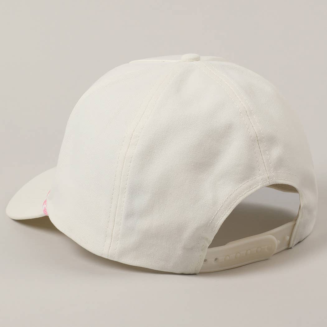 Tennis Racquets Ribbon Embroidery Trucker Hat: Pink