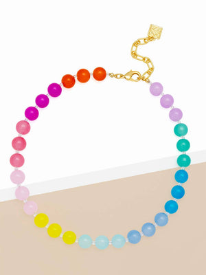 Multicolor Glass Bead Collar Necklace: GRN/MLT