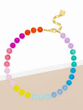 Multicolor Glass Bead Collar Necklace: PNK/MLT