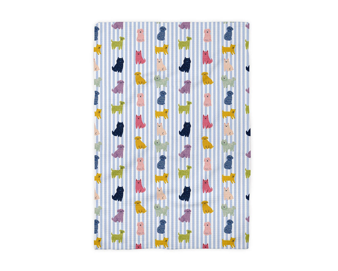 Dog Colorful Grandmillennial Kitchen Towel Blue Preppy