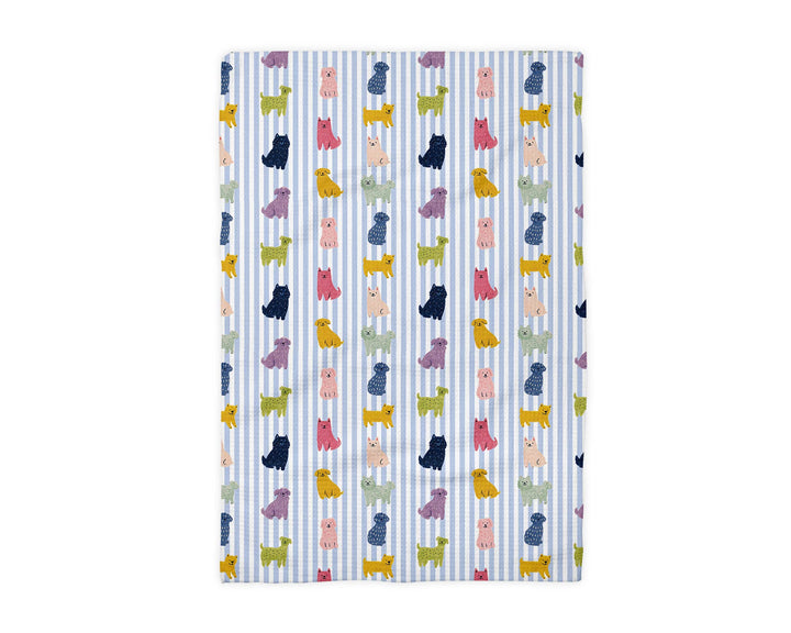 Dog Colorful Grandmillennial Kitchen Towel Blue Preppy