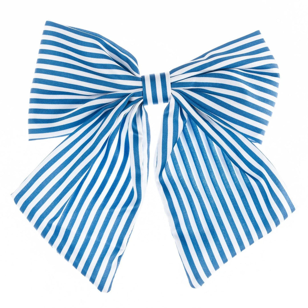 Carly Hair Bow - Blue + White