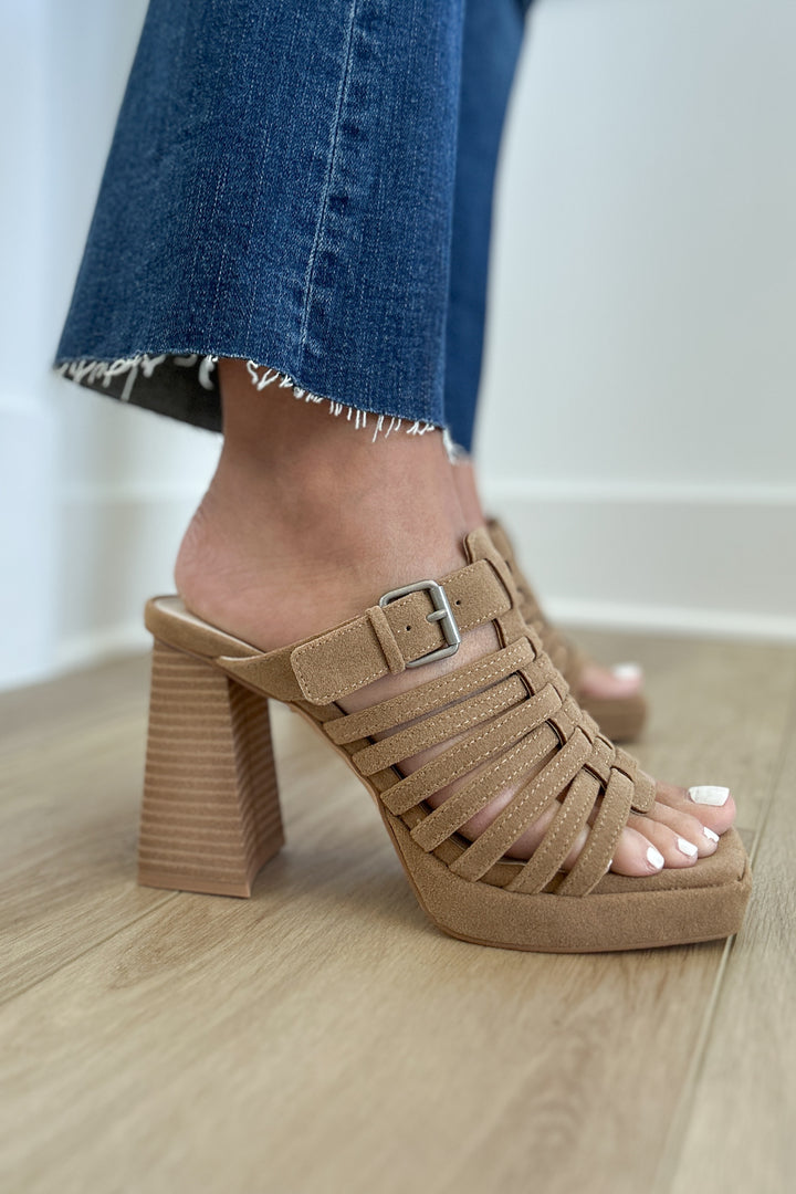 The Rome Basket Weave Heel - Khaki