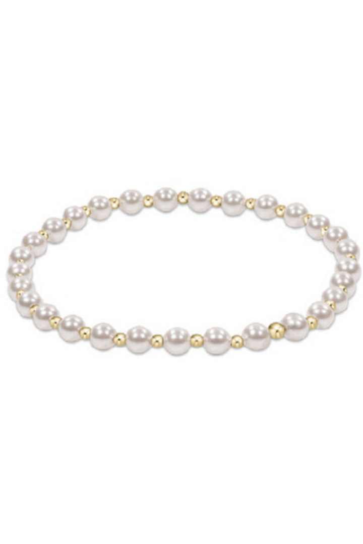 enewton: Classic Grateful Pattern 4mm Bead Bracelet  - Pearl - B Social Boutique
