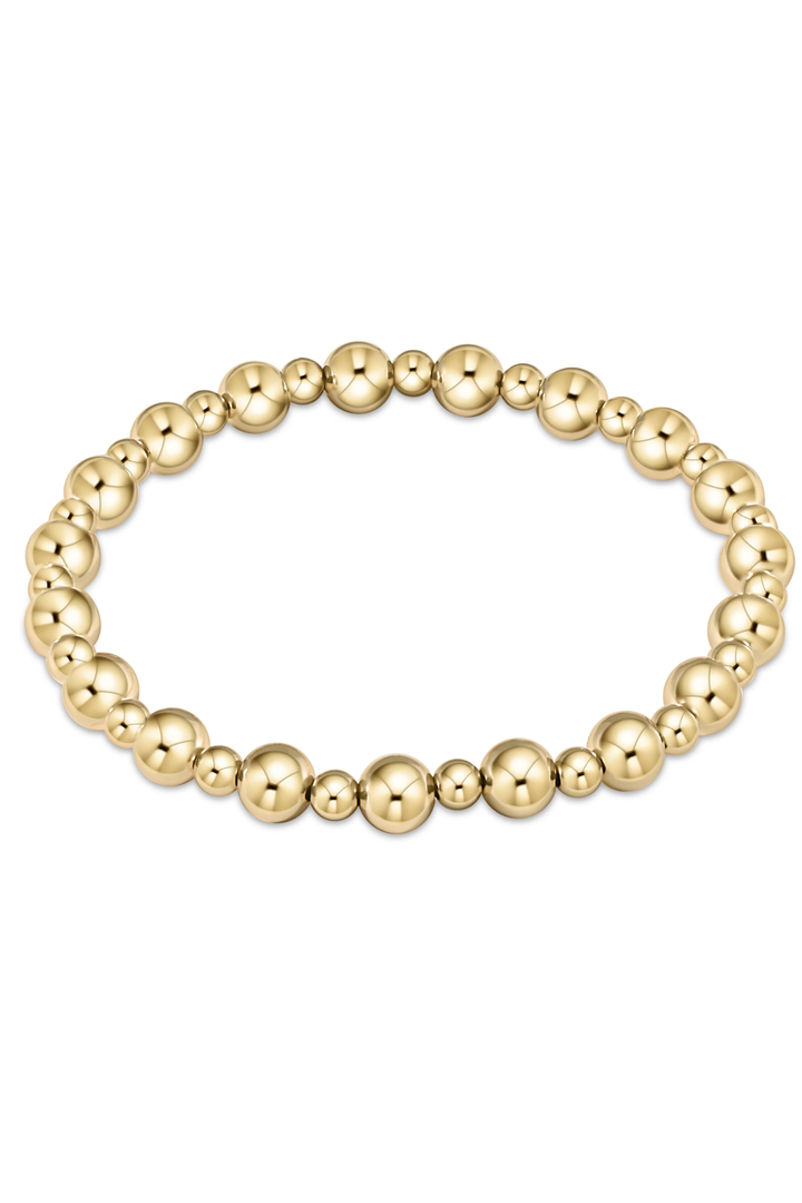 enewton: Classic Grateful Pattern 6mm Bead Gold Bracelet