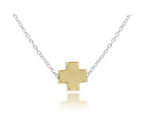 16" Necklace Sterling Mixed Metal Signature Cross Gold