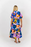 Karlie: Abstract Multi Floral Maxi Dress - Teal