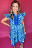 Tell Me Something Geo Dress - Blue Mix