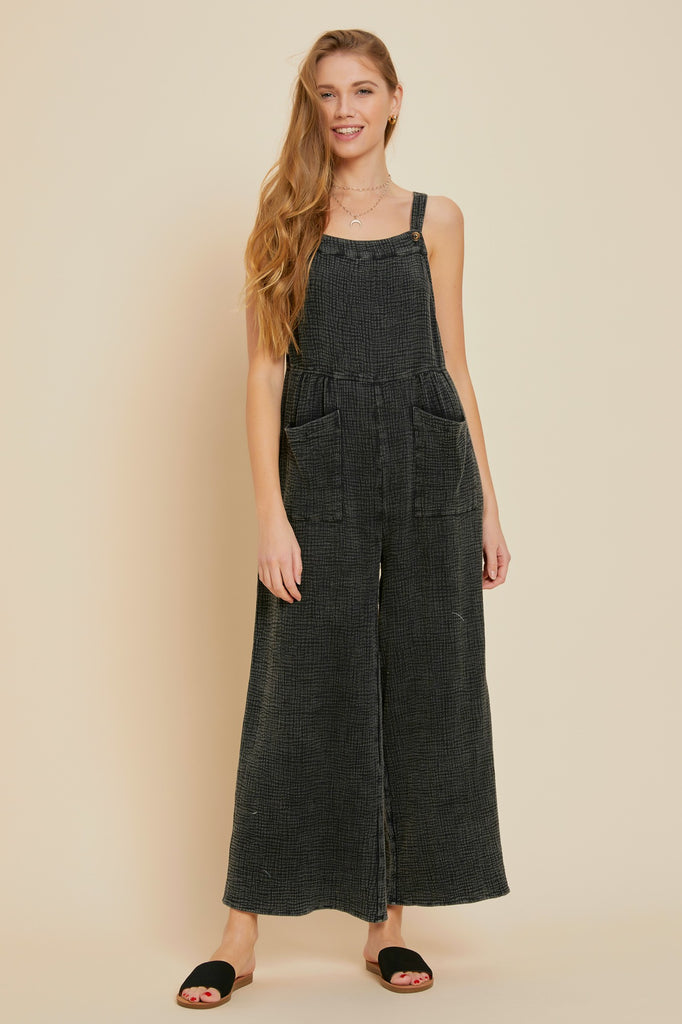 MINERAL WASHED GAUZE OVERALL WITH POCKETS