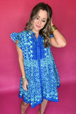 Tell Me Something Geo Dress - Blue Mix