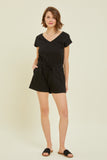 SOFT FRENCH TERRY ROMPER WITH POCKETS - Black
