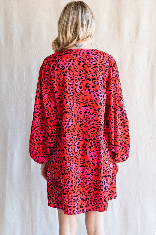 Love It Now Leopard Shift Dress - Red
