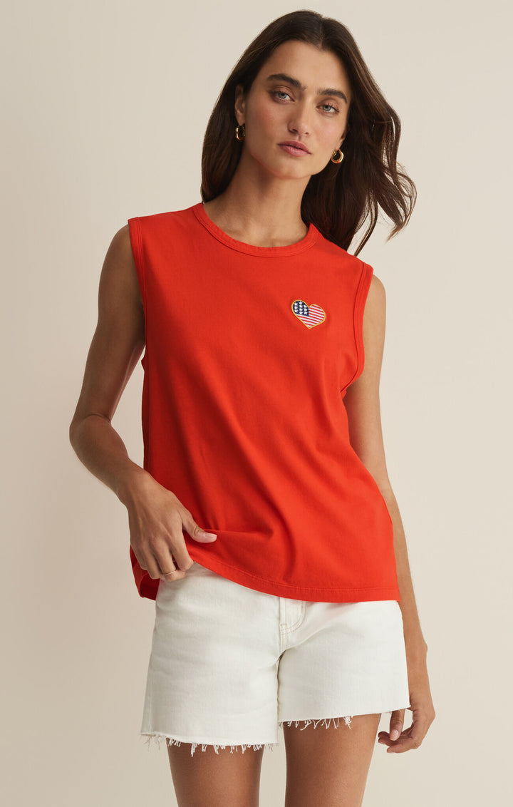 Z Supply: Flag Patch Muscle Tank Lychee