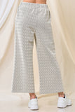 White + Black Textured Cropped Wide Pants