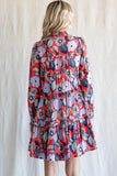Flower Print Frilled Layer Dress