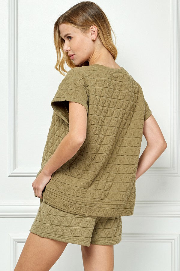 Quilted Travel Top - Olive