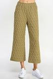 Quilted Travel Wide Leg Pants - Olive