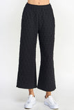 Quilted Cropped Wide Pants -Black