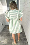 Sweetly Striped Dress - Green