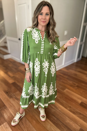 Where Are You Now Midi Dress - Green