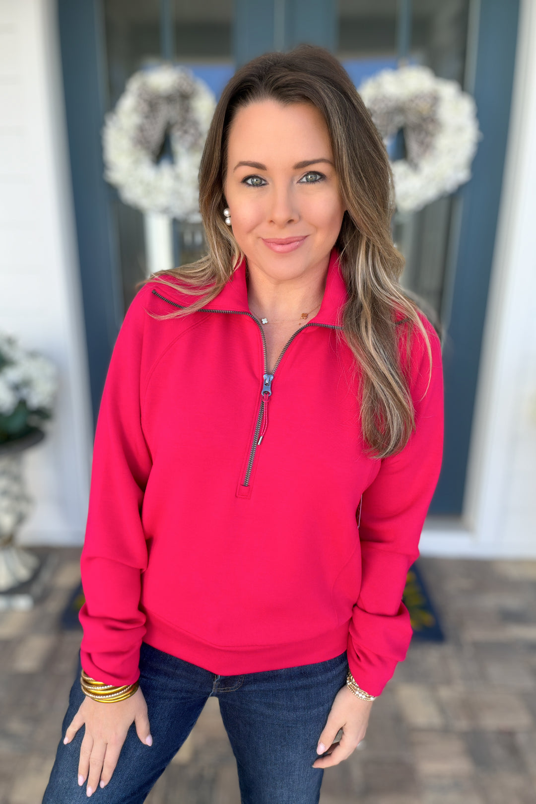 SPANX: AirEssentials Half Zip - Fuchsia - B Social Boutique