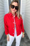 Z Supply: Cropped Denim Jacket - Cherry