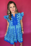 Tell Me Something Geo Dress - Blue Mix