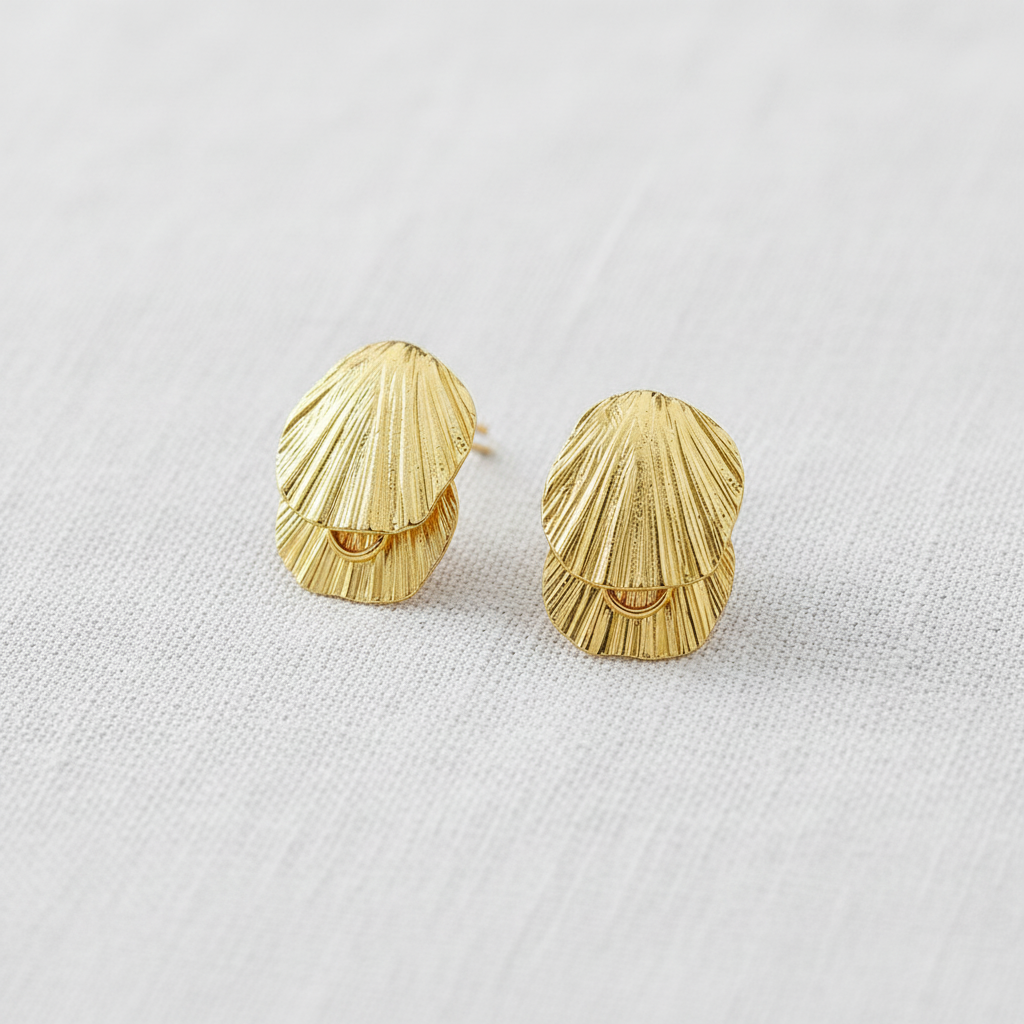 Metallic Shell Drop Earrings
