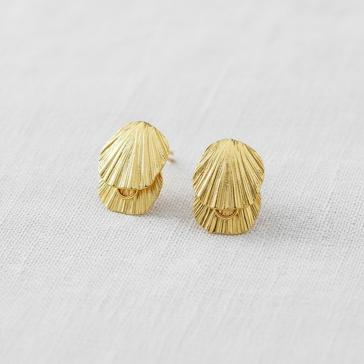 Metallic Shell Drop Earrings
