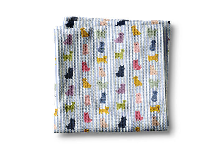 Dog Colorful Grandmillennial Kitchen Towel Blue Preppy