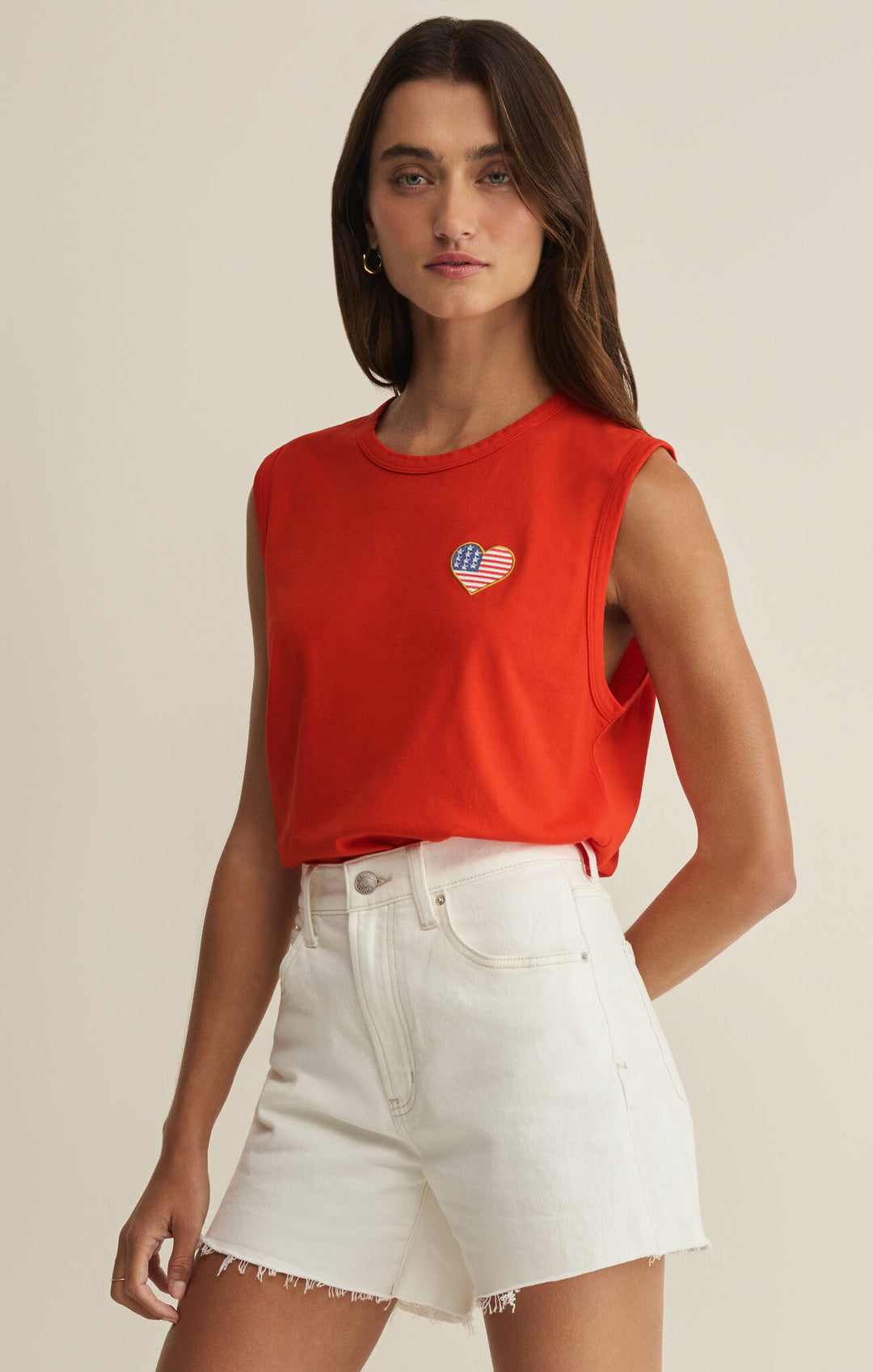 Z Supply: Flag Patch Muscle Tank Lychee