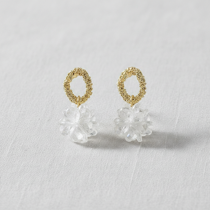 Colorful Hand-Beaded Floral Drop Earrings