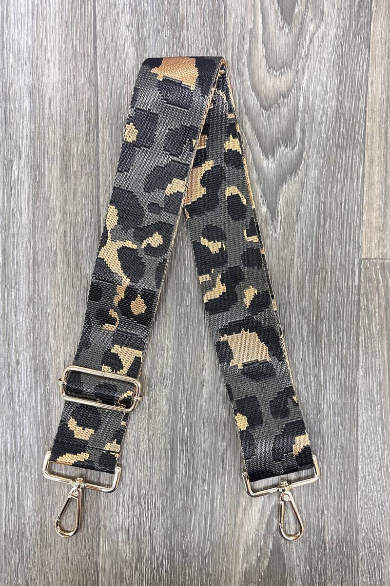 LEOPARD KNIT EMBROIDERED BAG STRAP