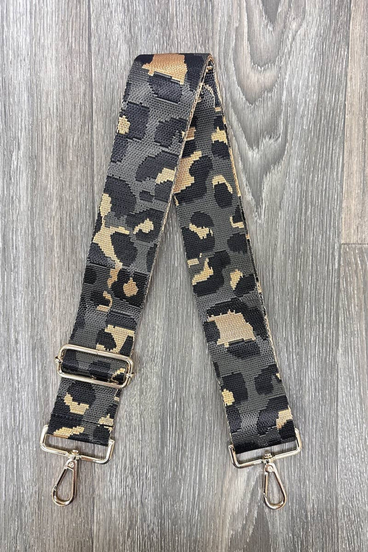 LEOPARD KNIT EMBROIDERED BAG STRAP