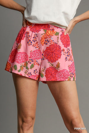 Pretty Whimsy Floral Shorts - Pink