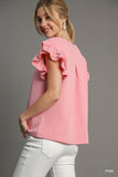 Pearl Embellished Textured  Top - Pink