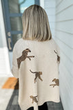 Miss Leopard Mock Neck Sweater - Oatmeal