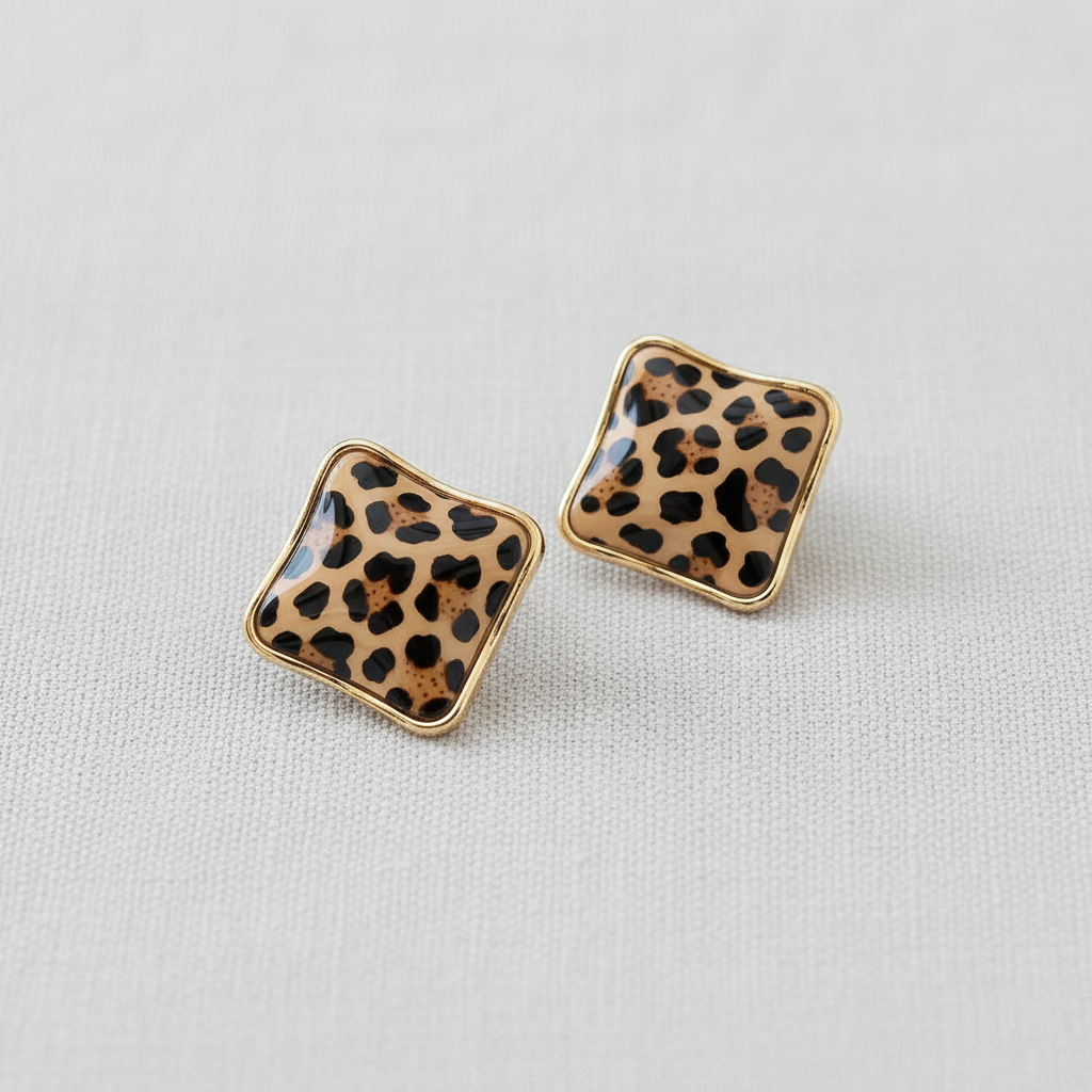 Geometric Leopard Print Earrings