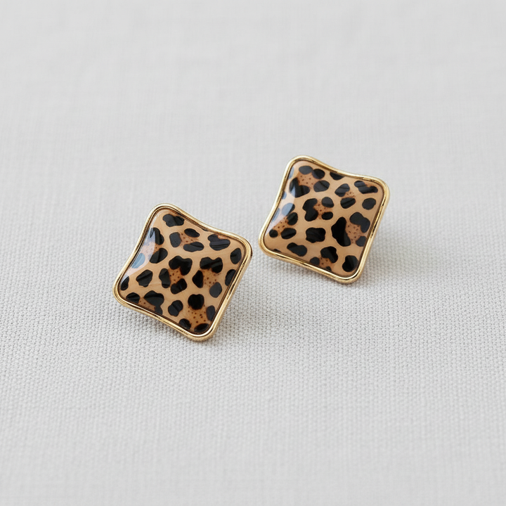 Geometric Leopard Print Earrings