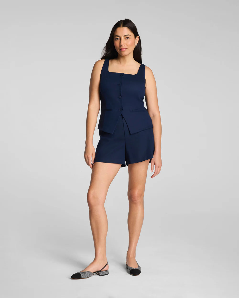 SPANX® EasyBreezy Cotton Linen Short, 5" - Navy