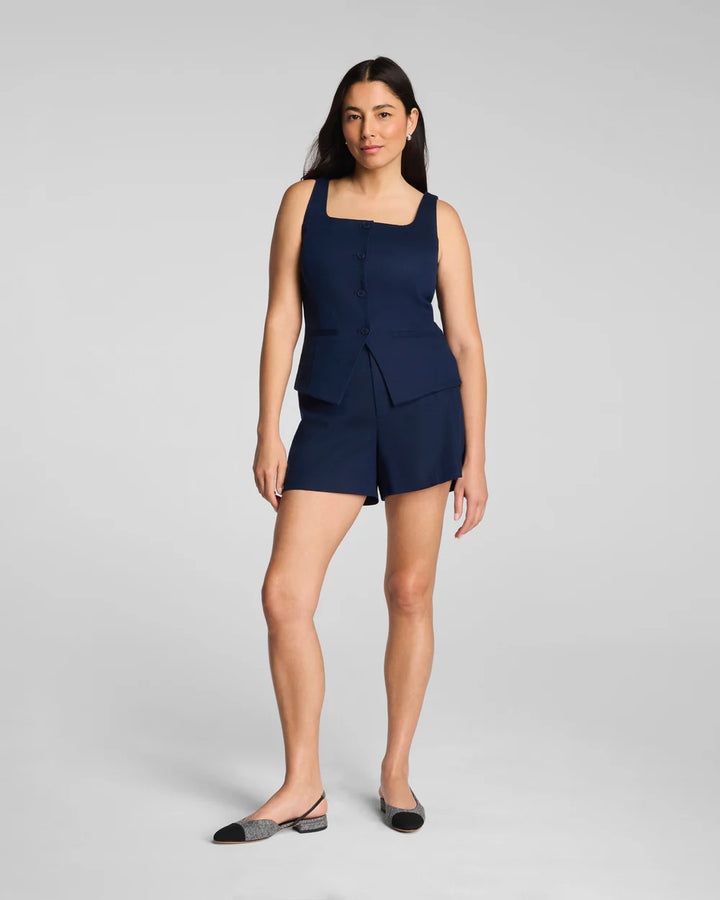 SPANX® EasyBreezy Cotton Linen Button-Down Vest - Navy