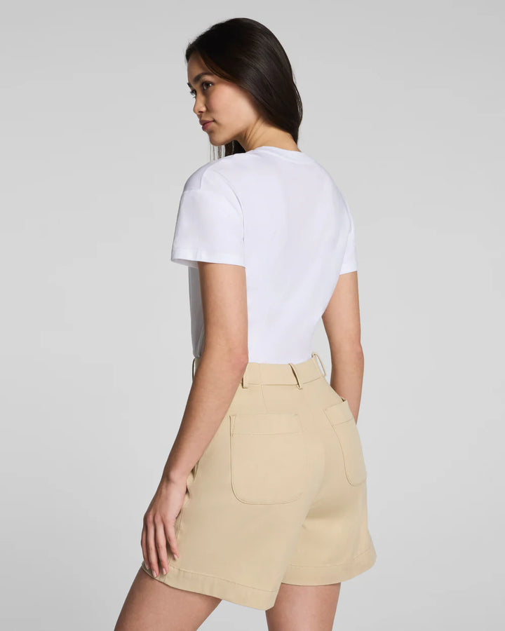 SPANX® Lightweight Cotton Crewneck Short Sleeve Bodysuit - Classic White