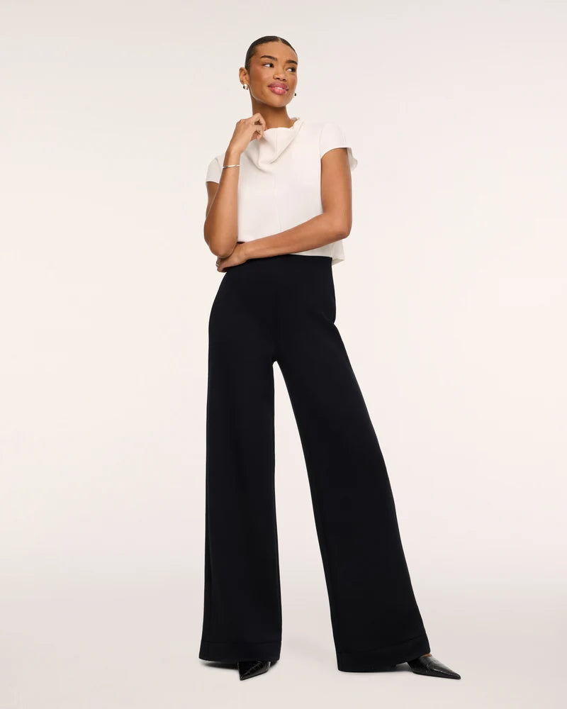 SPANX AirEssentials® Draped Cowl Neck Jumpsuit - Ivory/Very Black